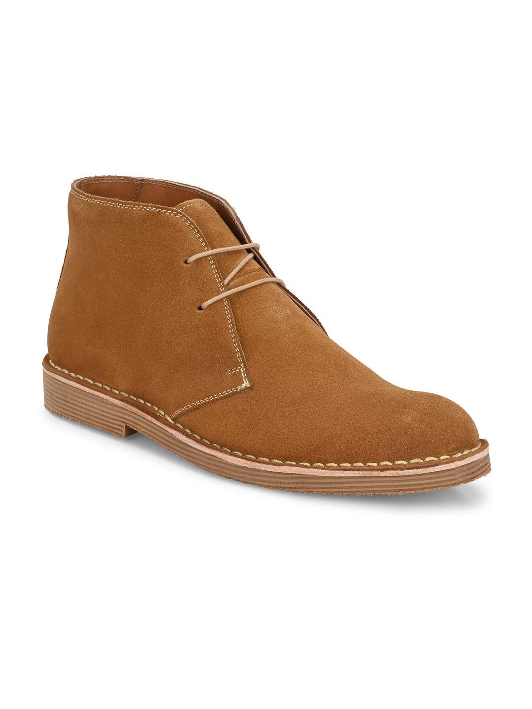 harrytech london men leather mid-top desert boots