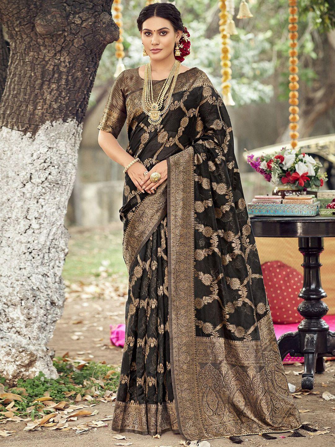 mitera woven design zari tissue saree with blouse piece