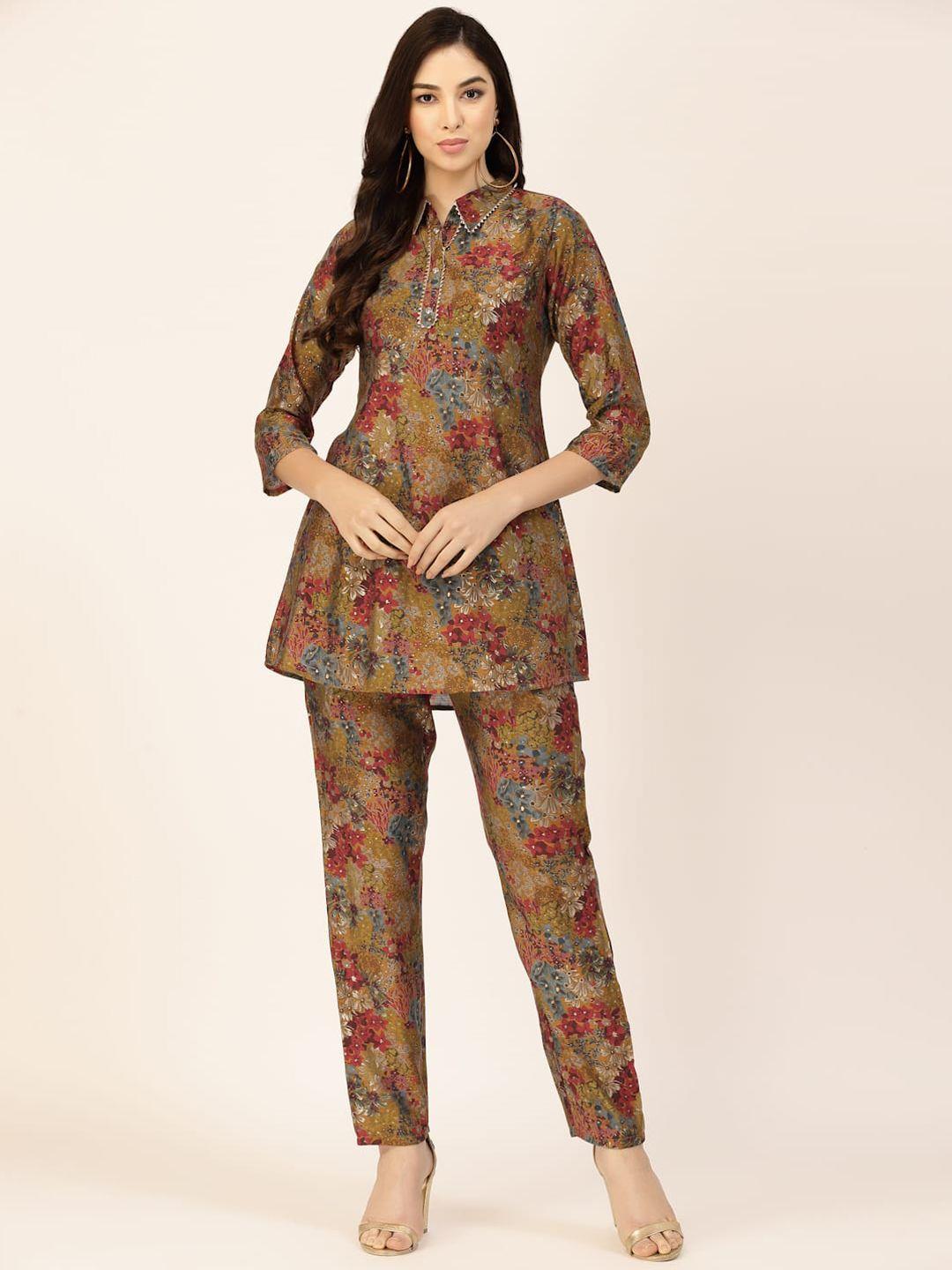 sangria printed top & trouser