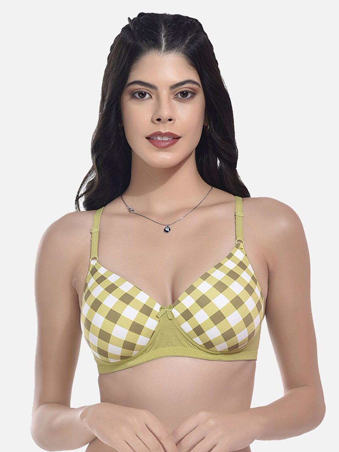 styfun green & white bra full coverage lightly padded