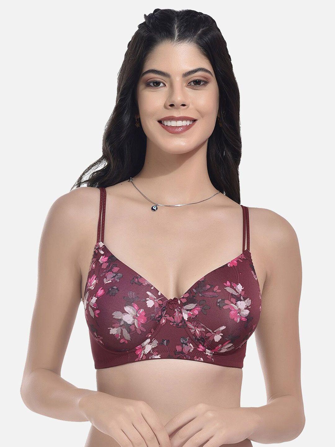 styfun floral printed full coverage lightly padded non-wired bra with all day comfort