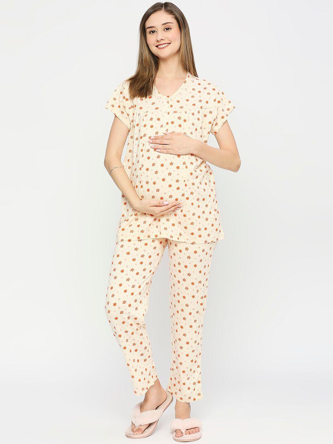 meemee floral printed maternity pure cotton night suit