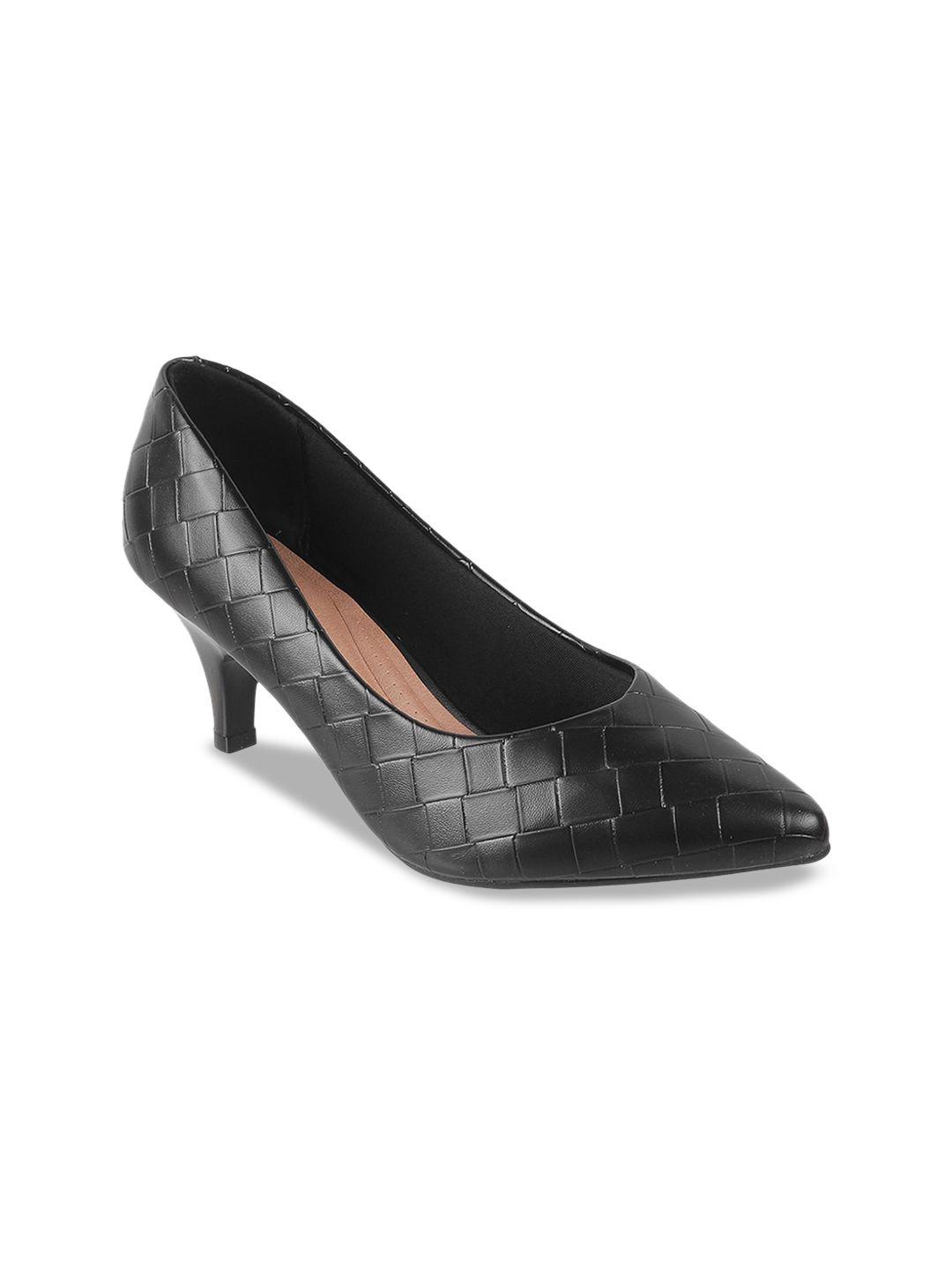 davinchi black textured kitten peep toes with laser cuts