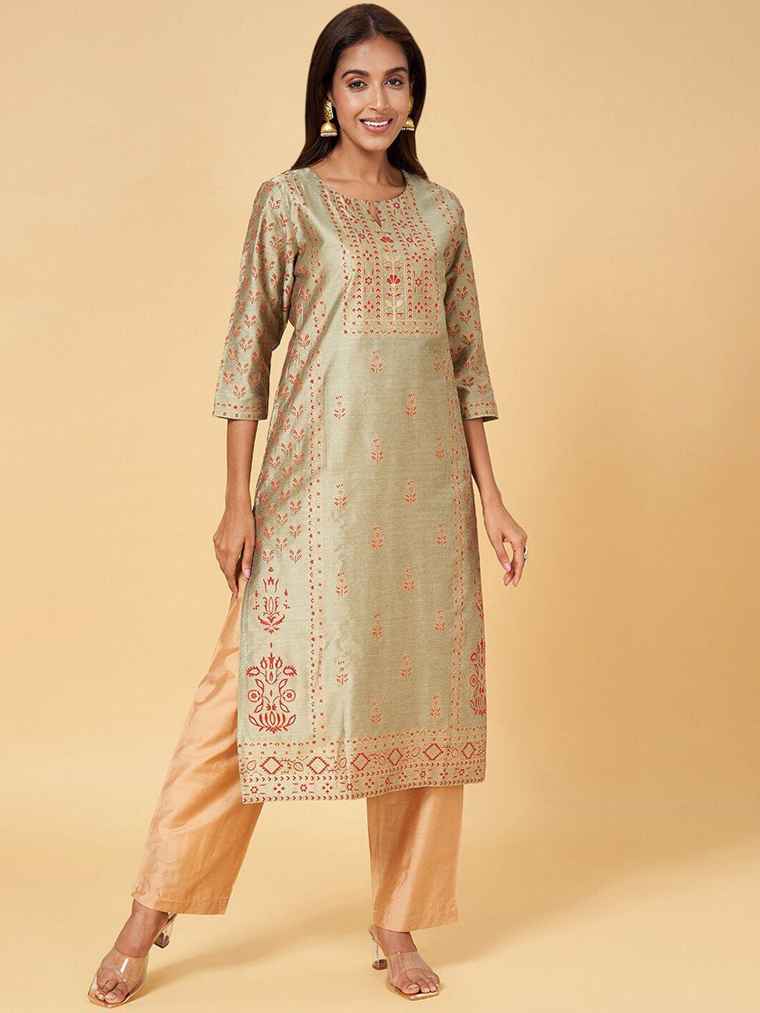 rangmanch by pantaloons ethnic motifs printed straight kurta