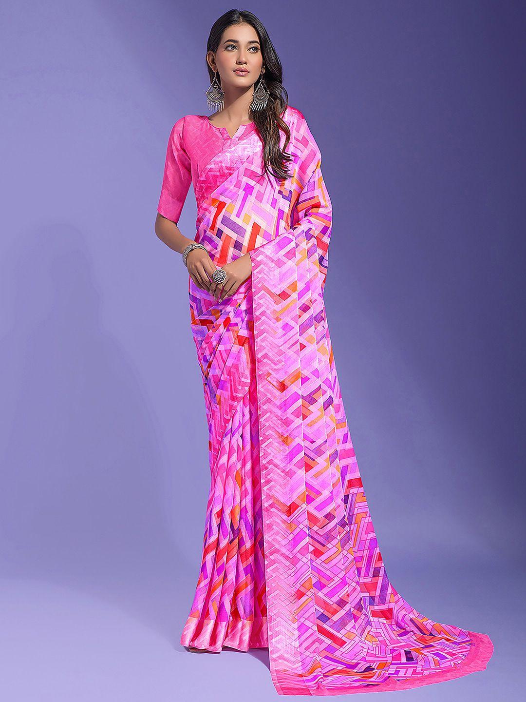 anouk pure chiffon block print saree