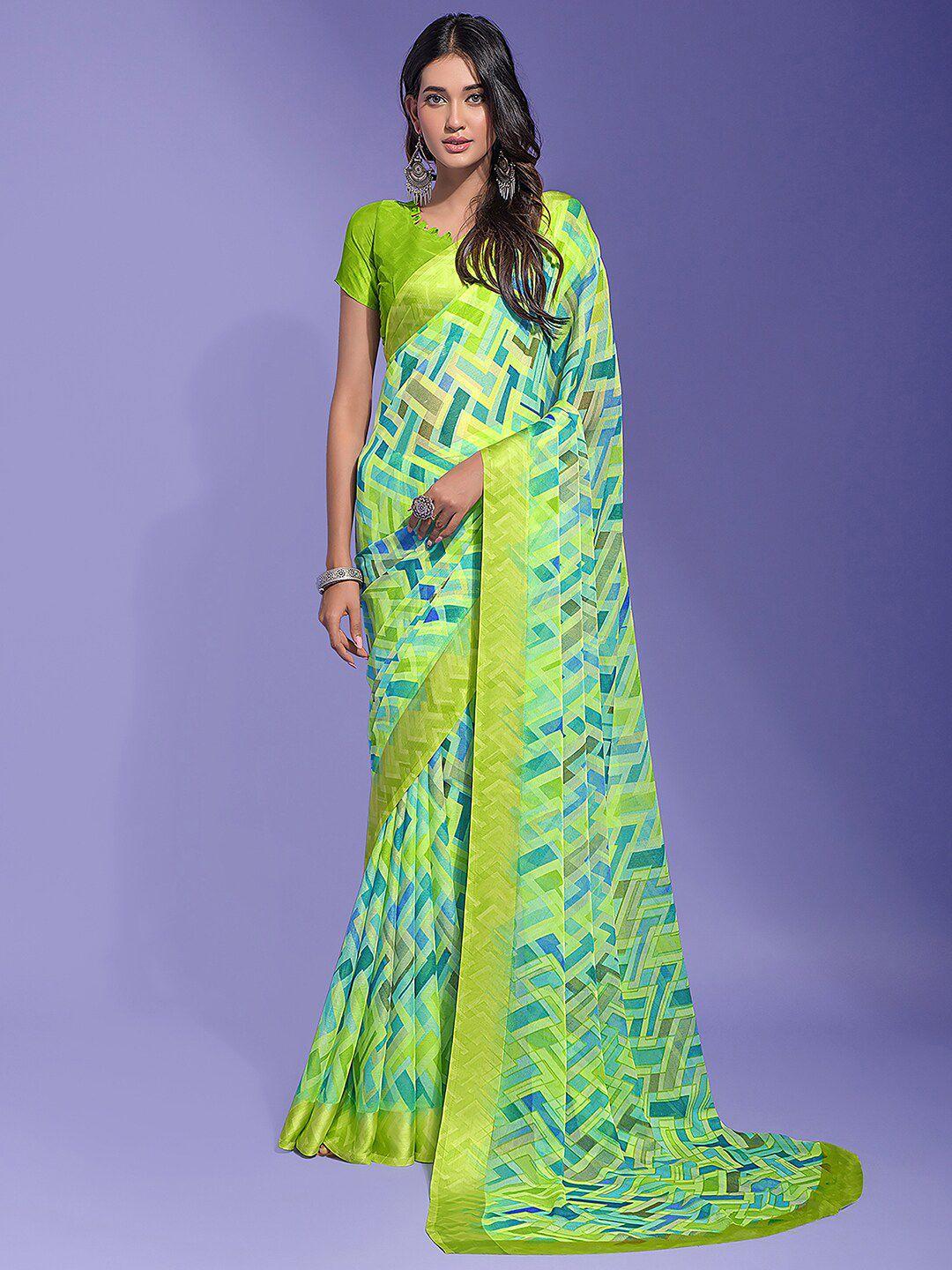 anouk pure chiffon block print saree