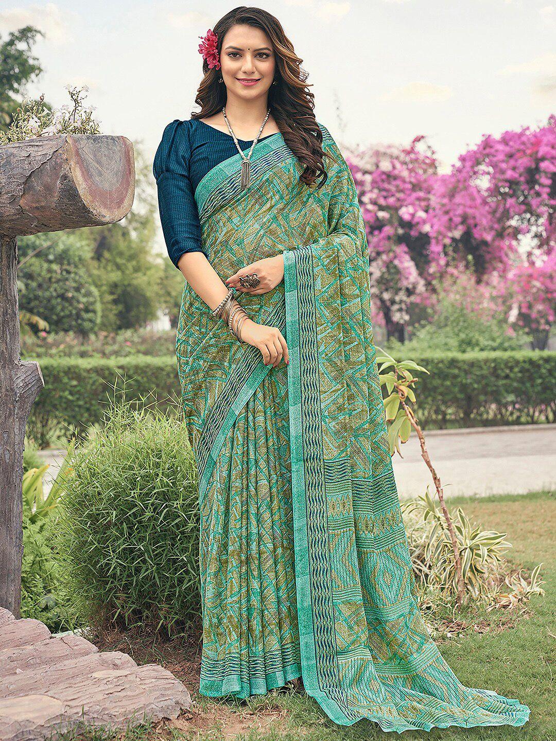 anouk pure chiffon block print saree