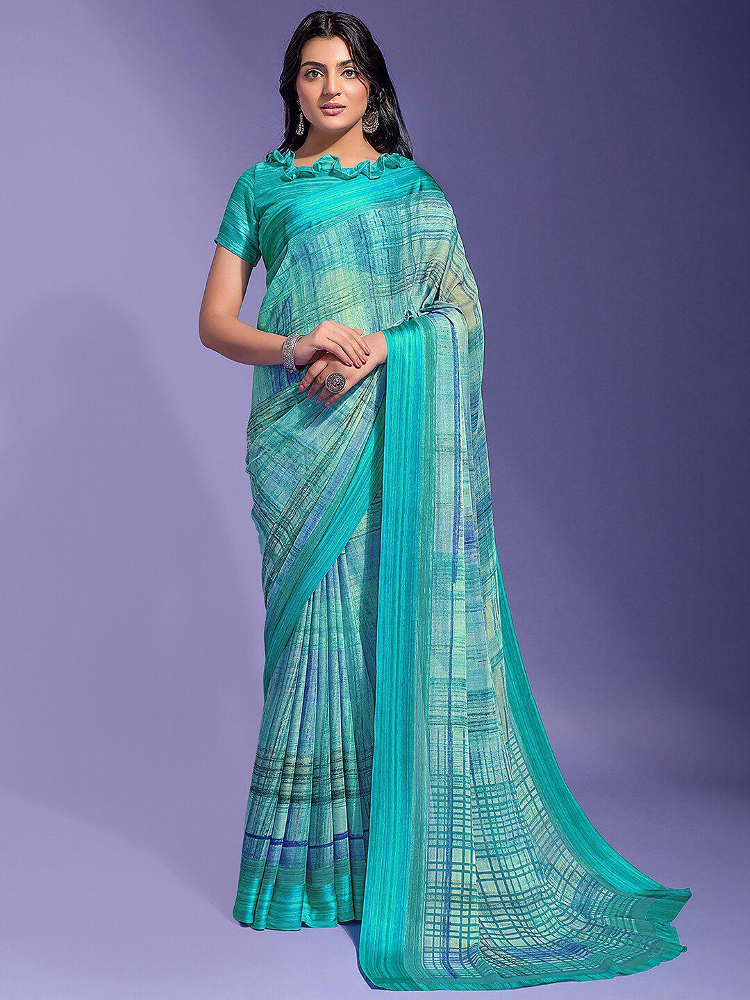 anouk abstract printed pure chiffon block print saree