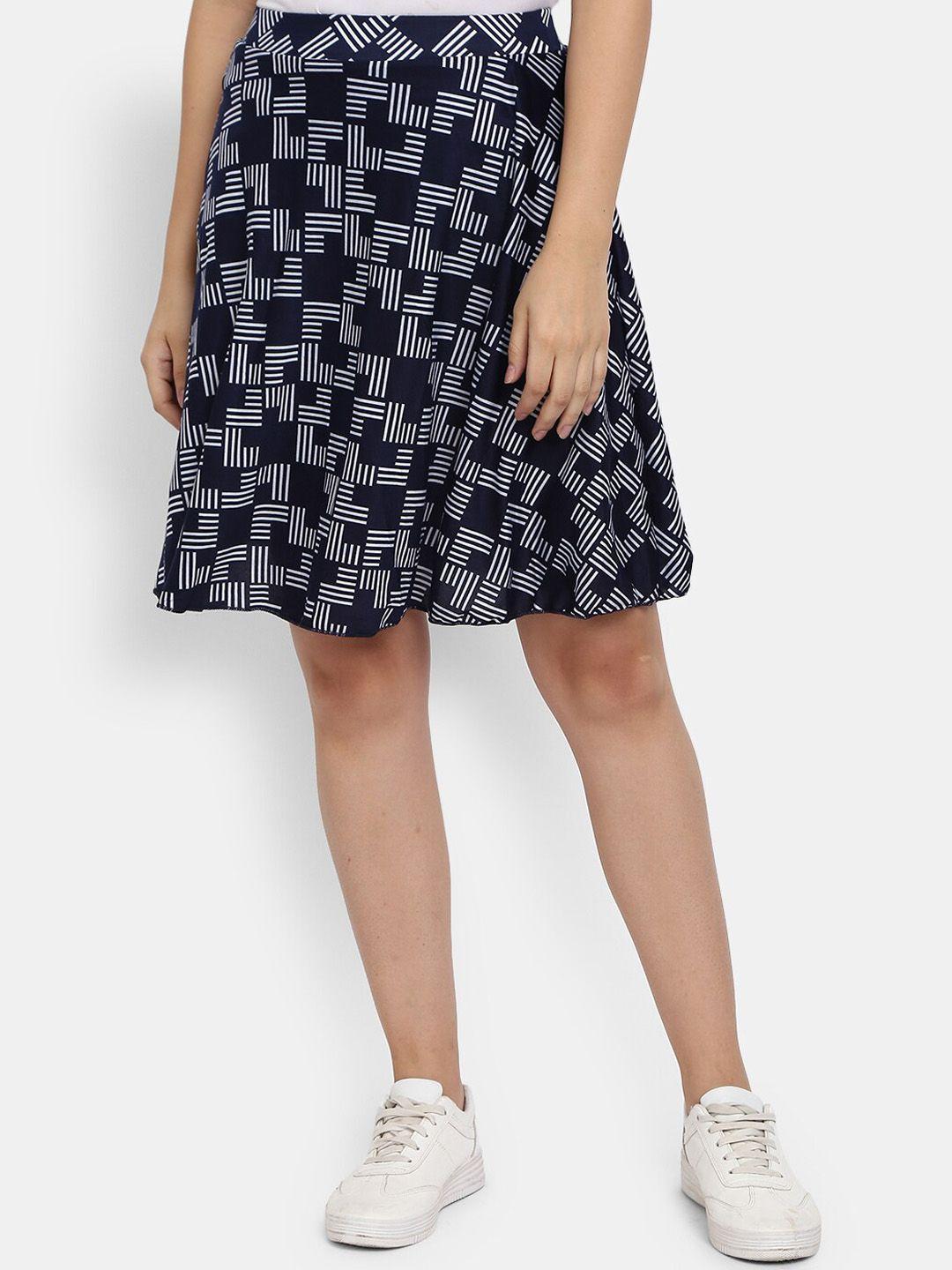 v-mart geometric printed flared skirt