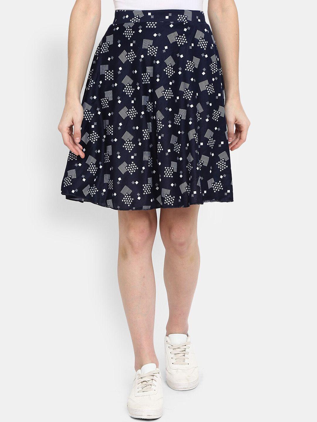 v-mart geometric printed flared skirt