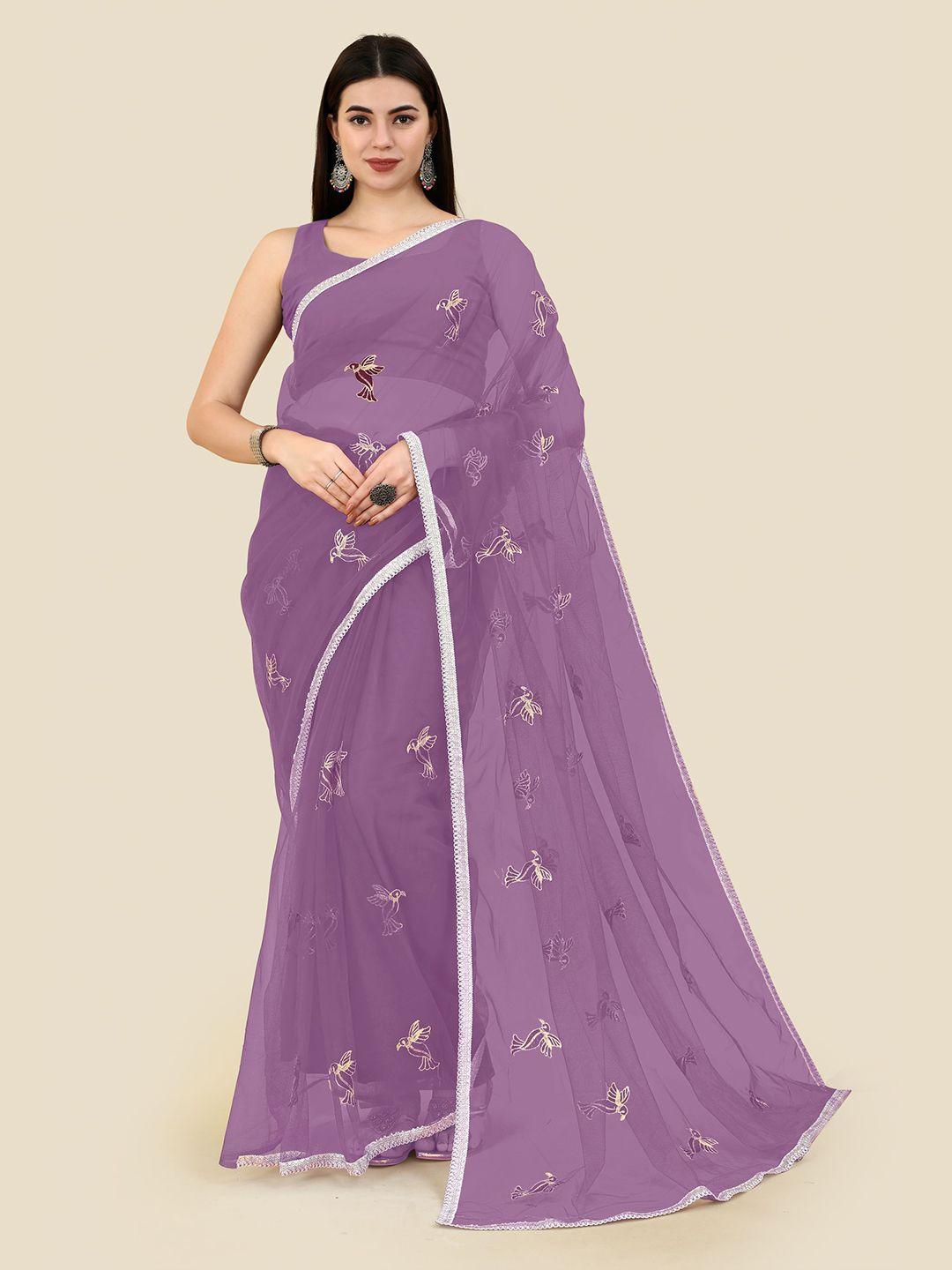 vairagee floral embroidered net saree