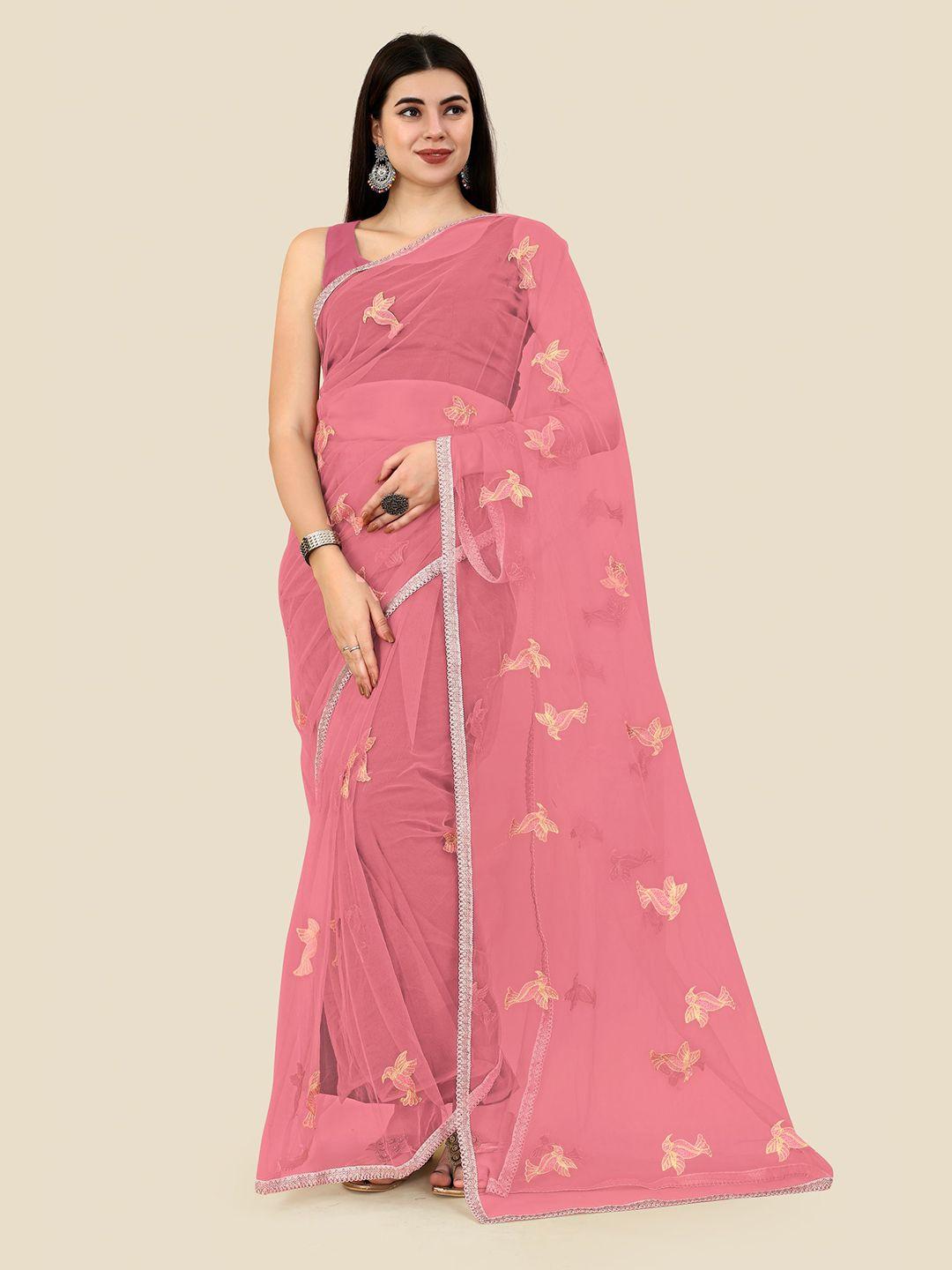 vairagee floral embroidered net saree