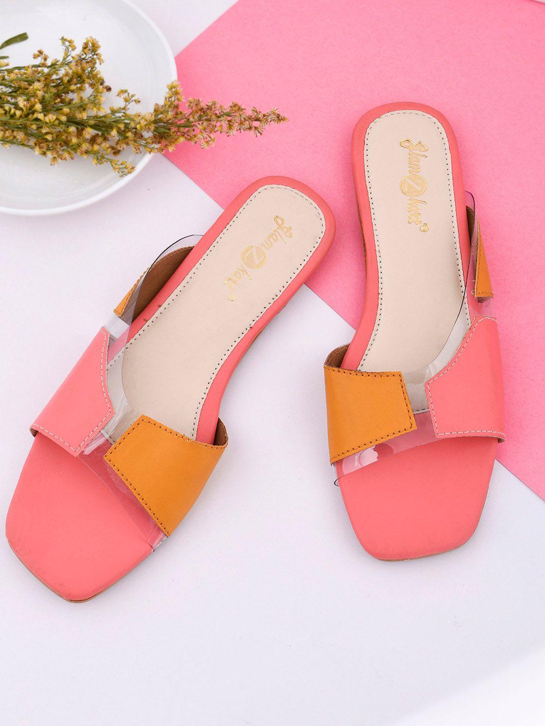 glamzkart colourblocked open toe flats