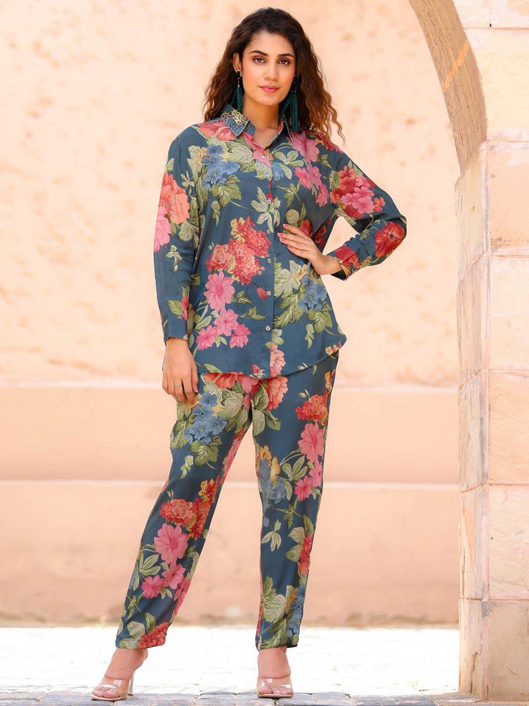 meena bazaar floral printed shirt & trouser