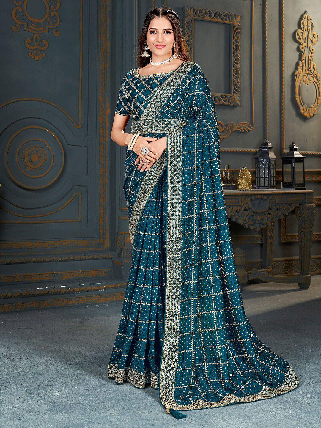 mitera bandhani printed embroidered zari saree