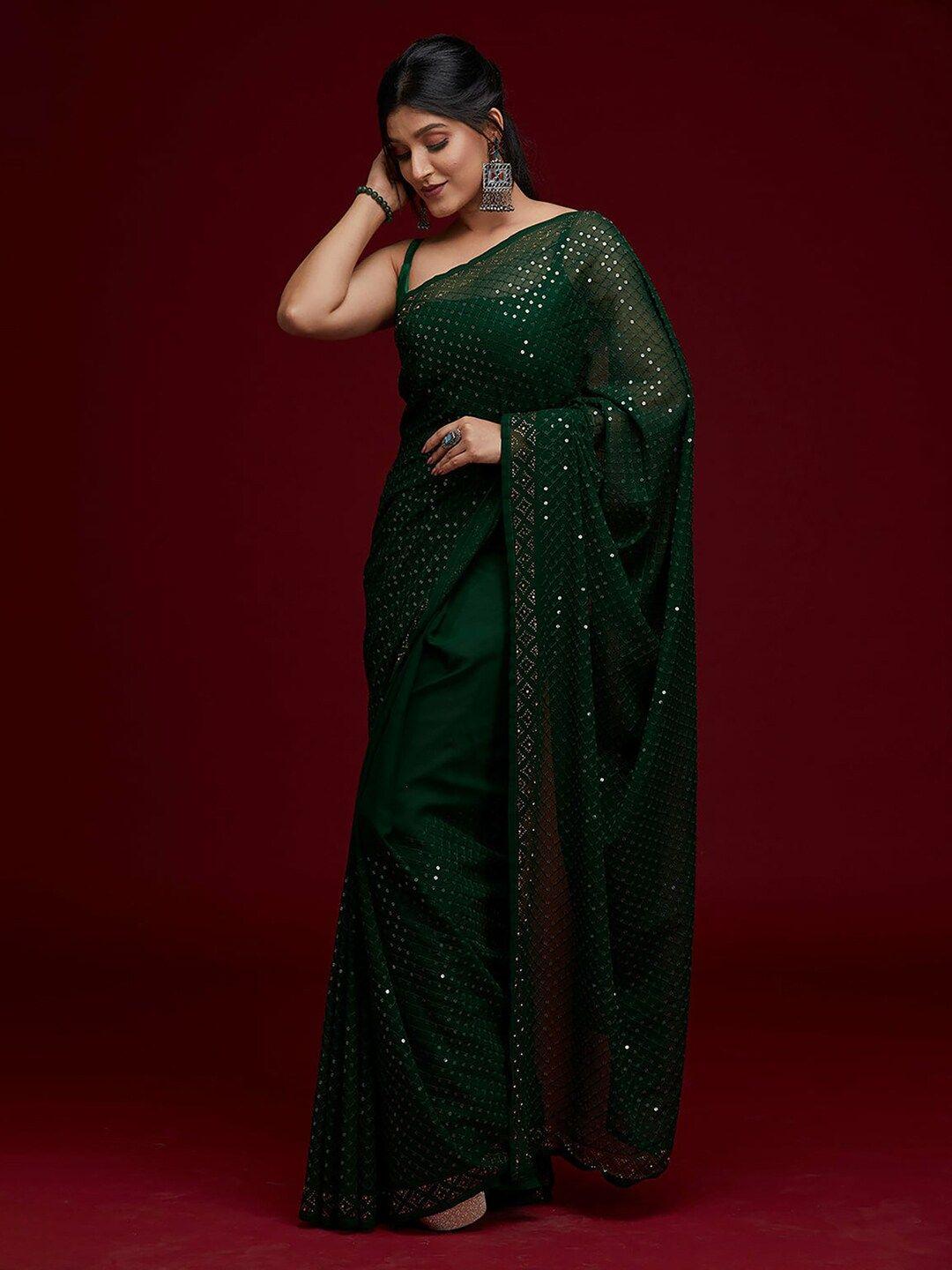 mitera embellished sequinned pure georgette saree