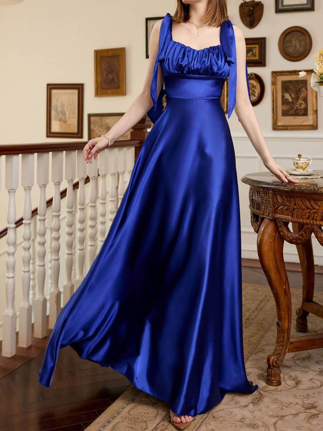 bostreet blue gathered detail empire maxi dress