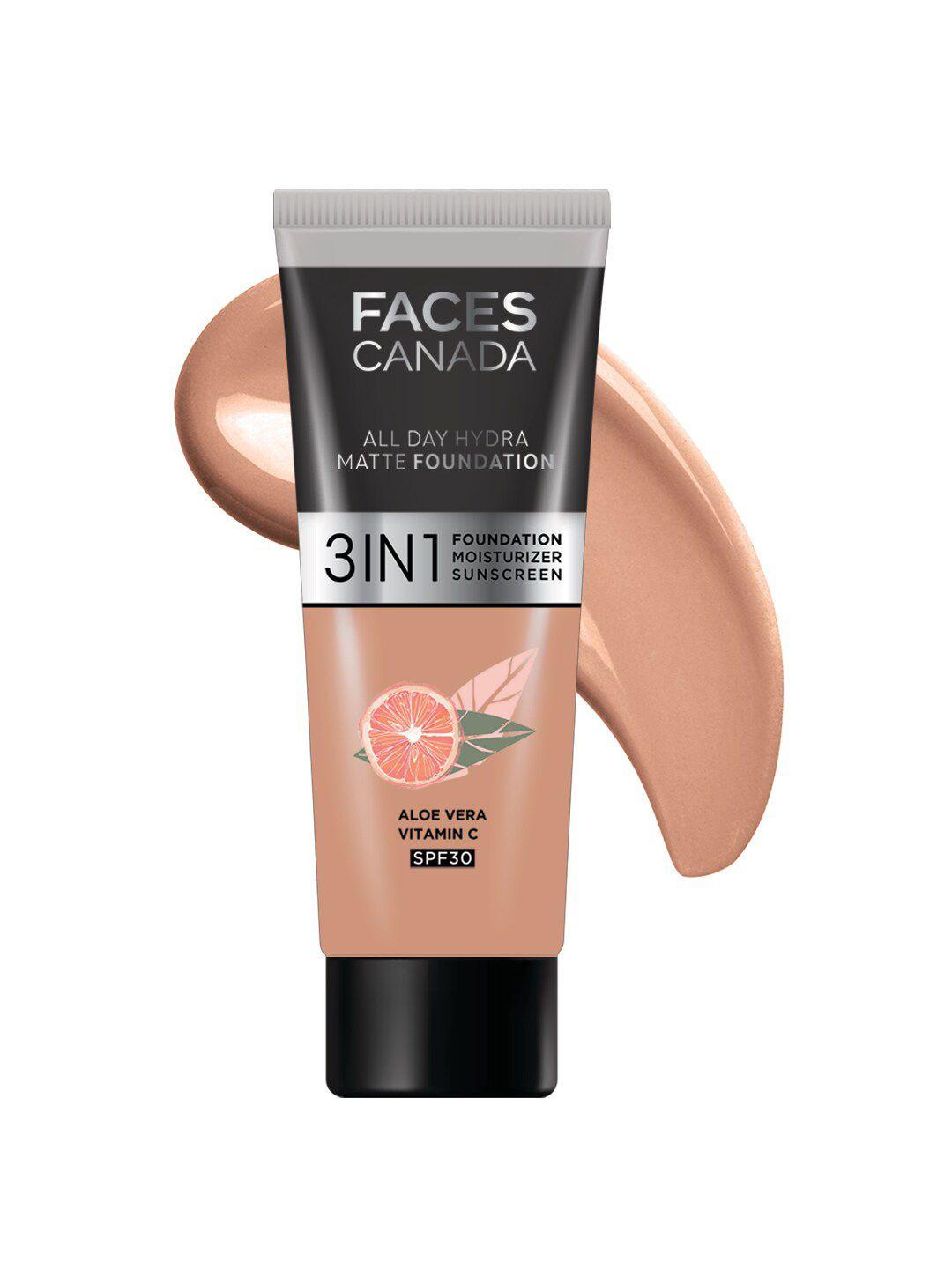 faces canada spf 30 all day hydra 3in1 mini  matte foundation+moisturizer-caramel natural