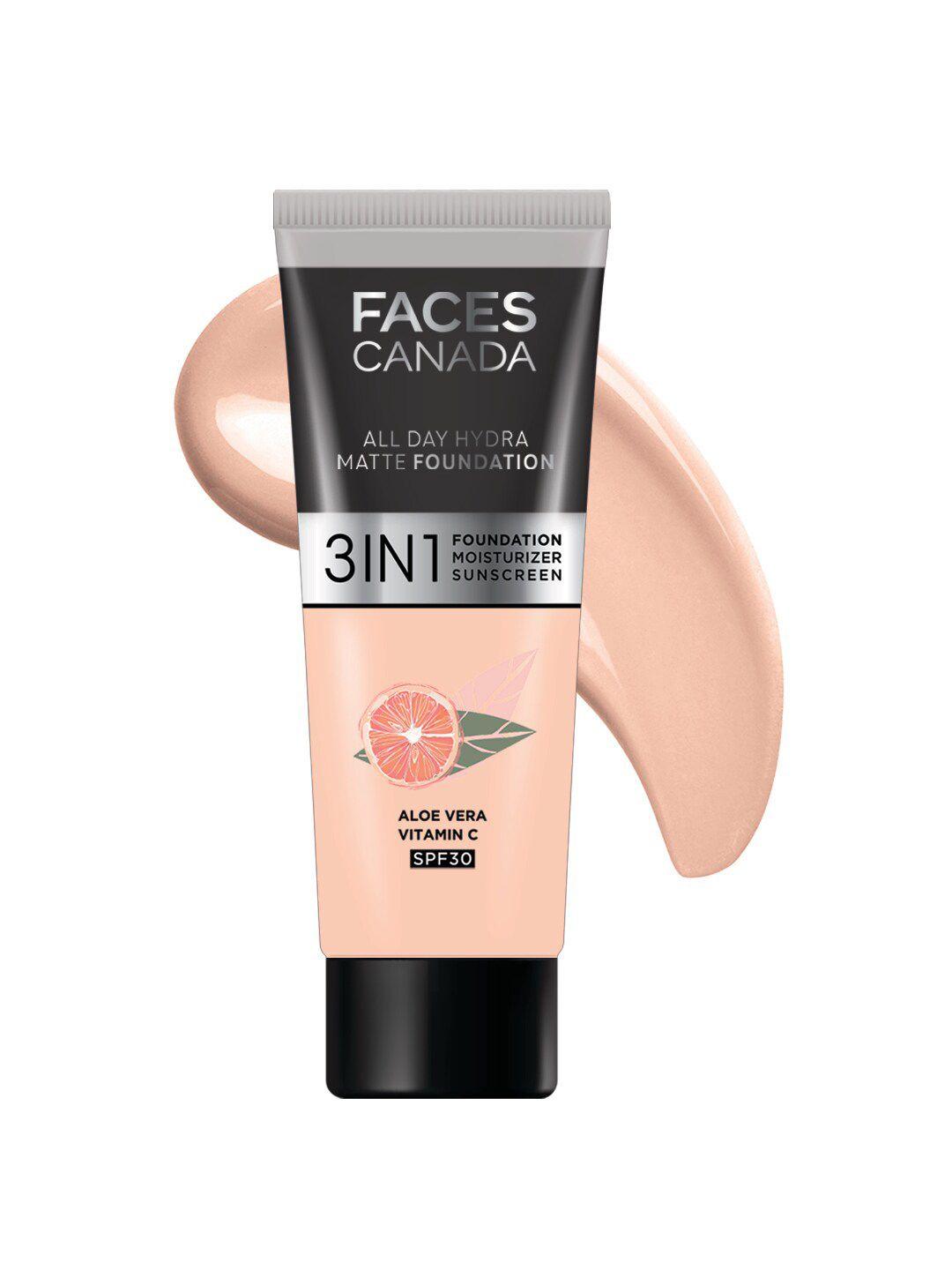 faces canada spf 30 all day hydra 3in1 mini  matte foundation+moisturizer 15ml-rose ivory