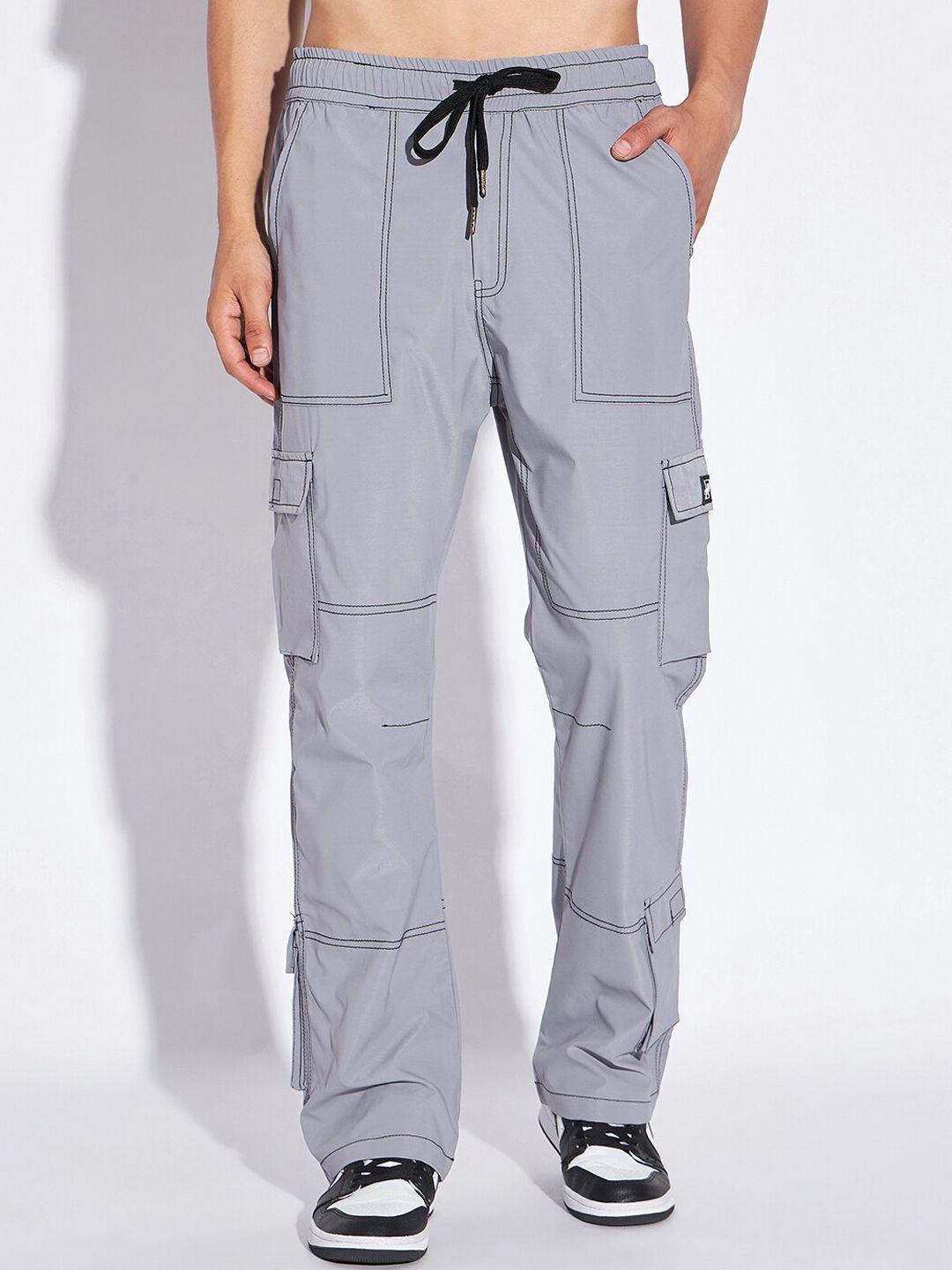 fugazee men mid-rise relaxed fit terry track pants