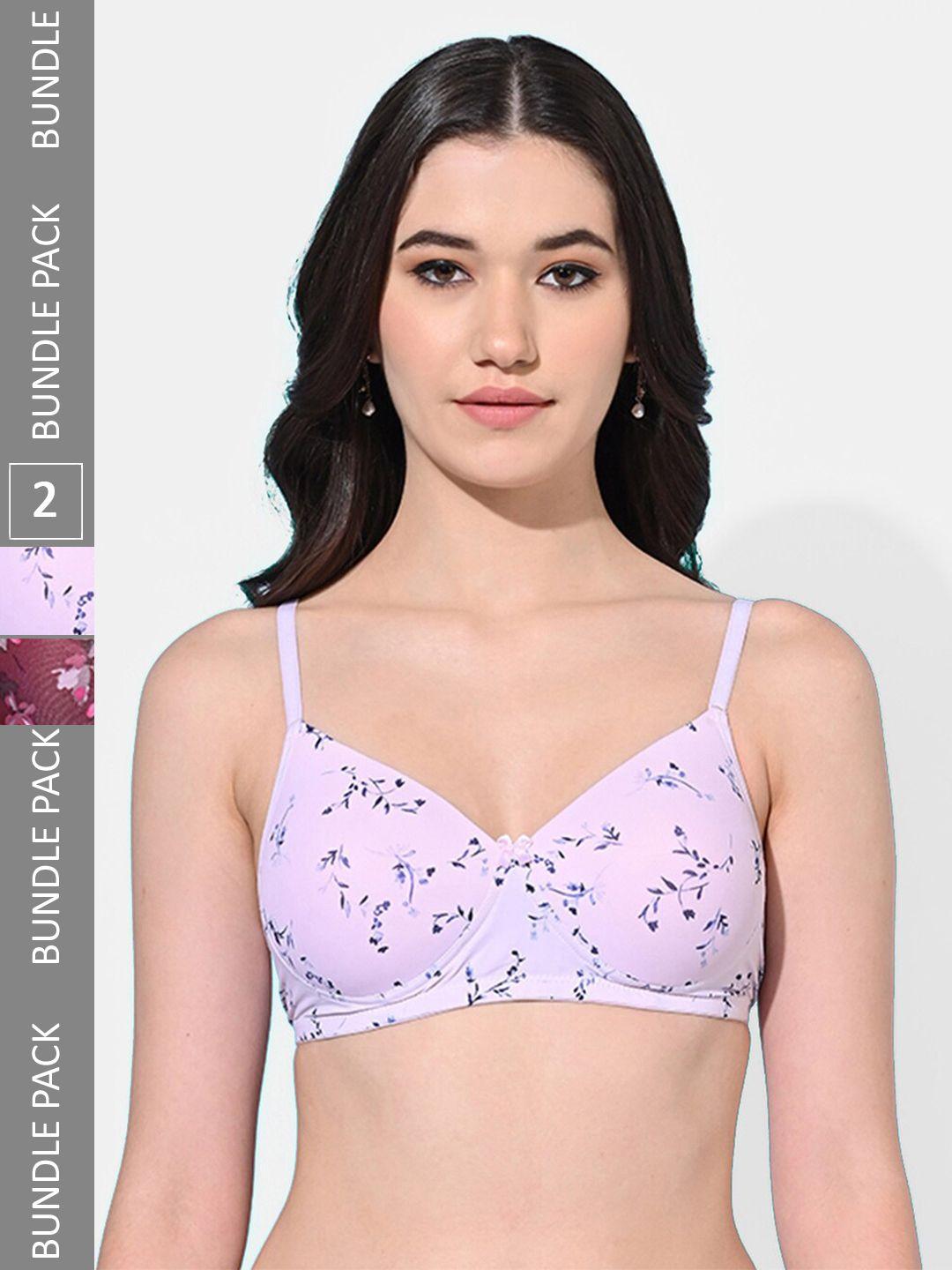 fims pack of 2 printed full coverage lightly padded bra bra_slk-u_peach_slk