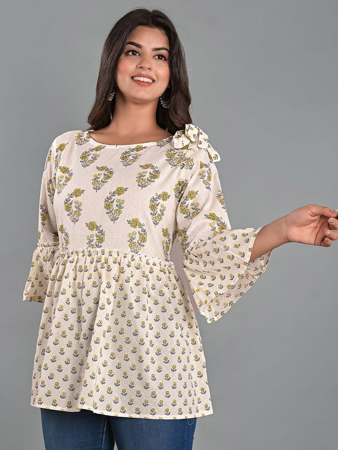 kalini print bell sleeve cotton top