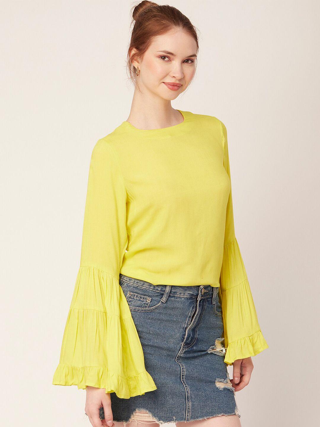 moomaya round neck bell sleeves top