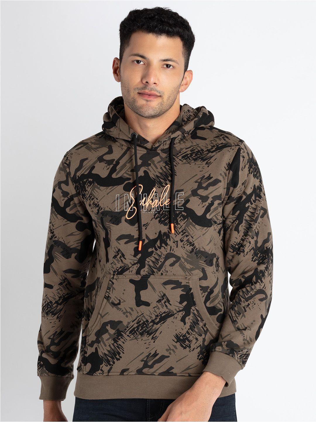 status quo abstract printed hooded cotton pullover sweatshirt