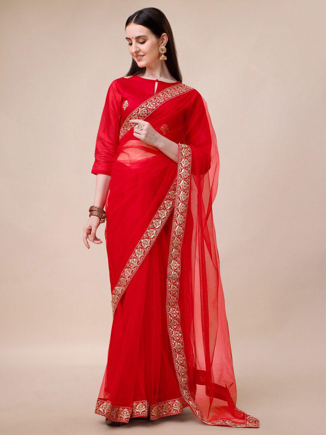 inddus embroidered net saree