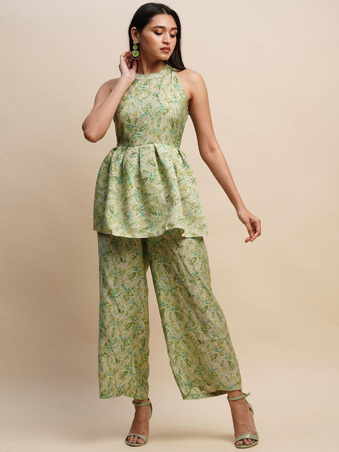 sangria floral printed top & trouser co-ords