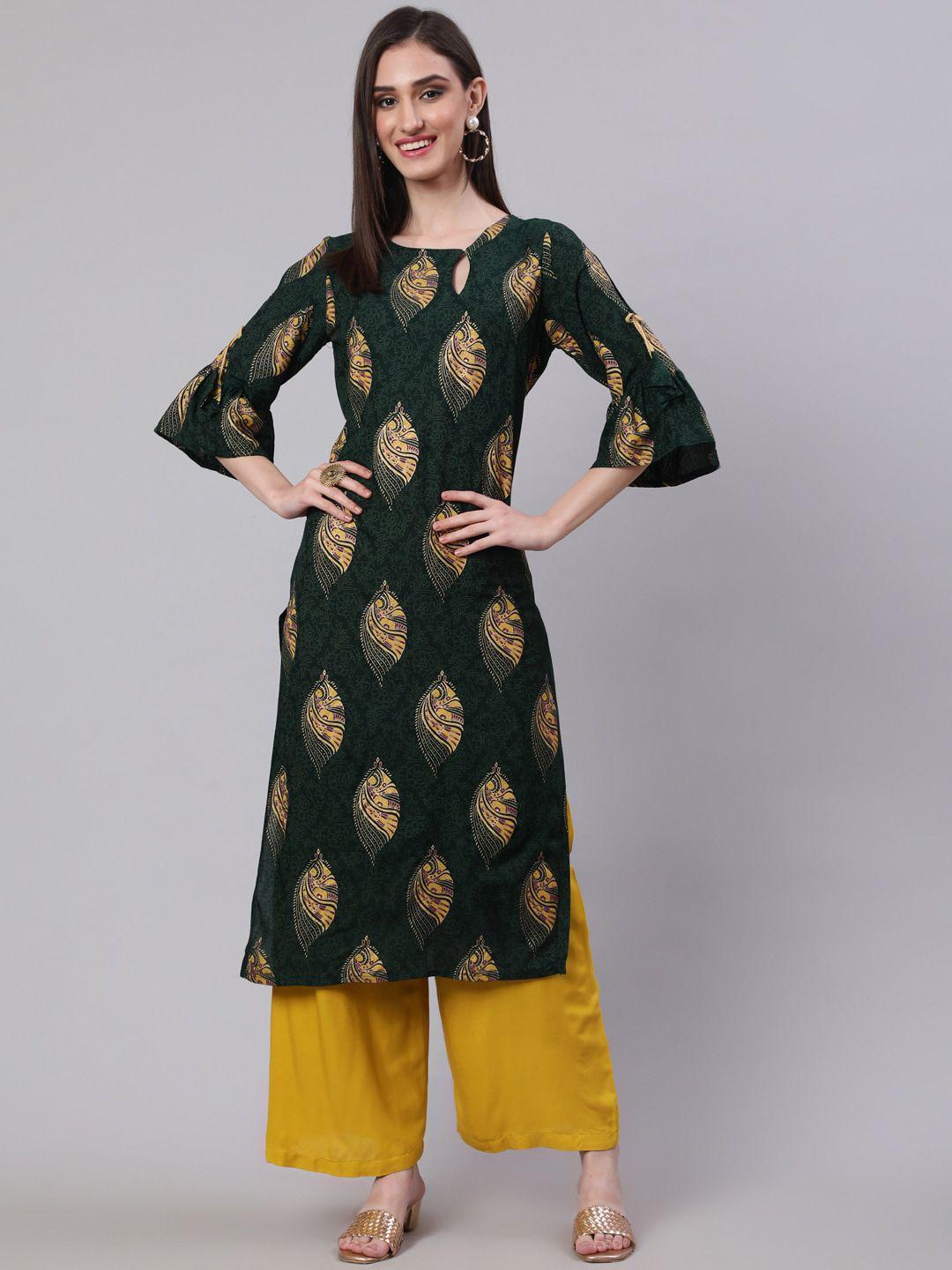 sak jaipur ethnic motifs printed regular kurta with palazzos