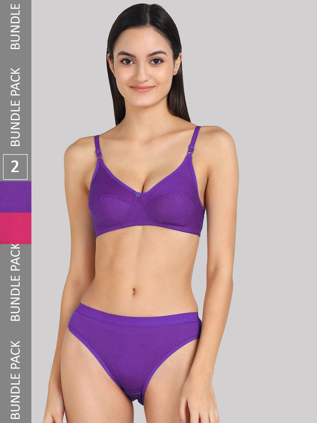 aamarsh pack of 2 mid-rise non-padded cotton lingerie set  a_a-ruchii-set_purple,pink_30