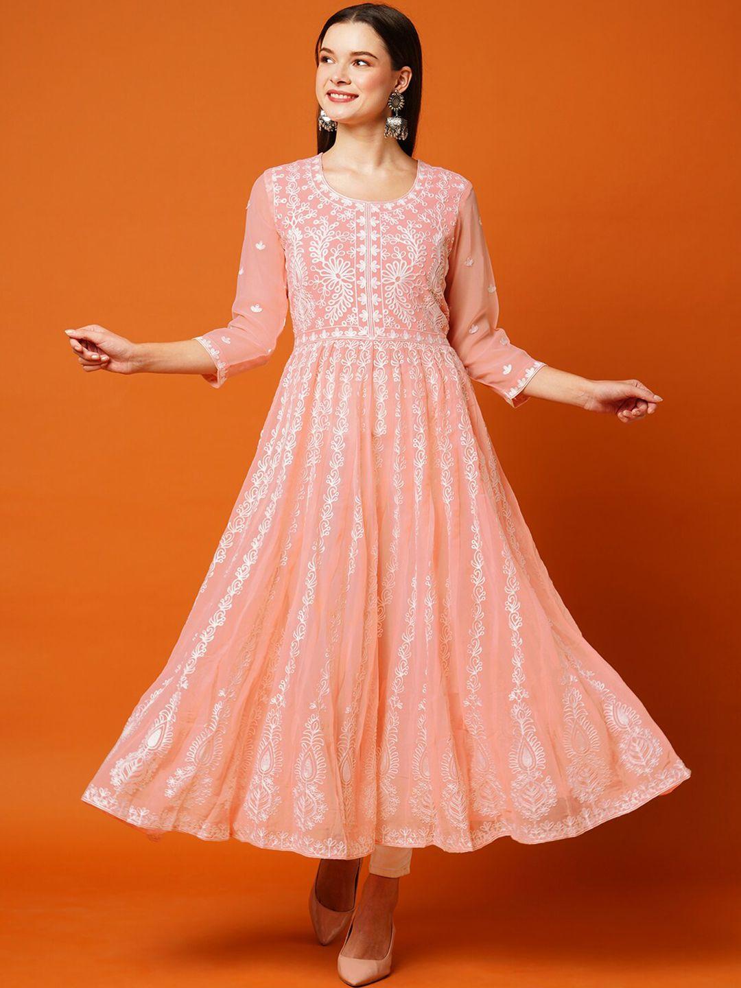 kalini floral embroidered cotton anarkali kurta