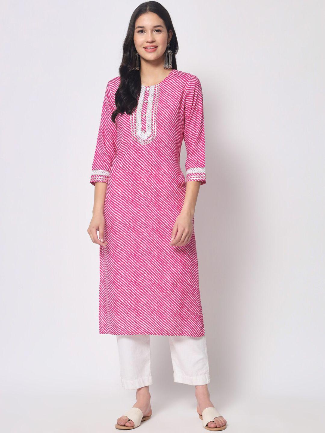 kalini leheriya printed round neck gotta patti straight kurta