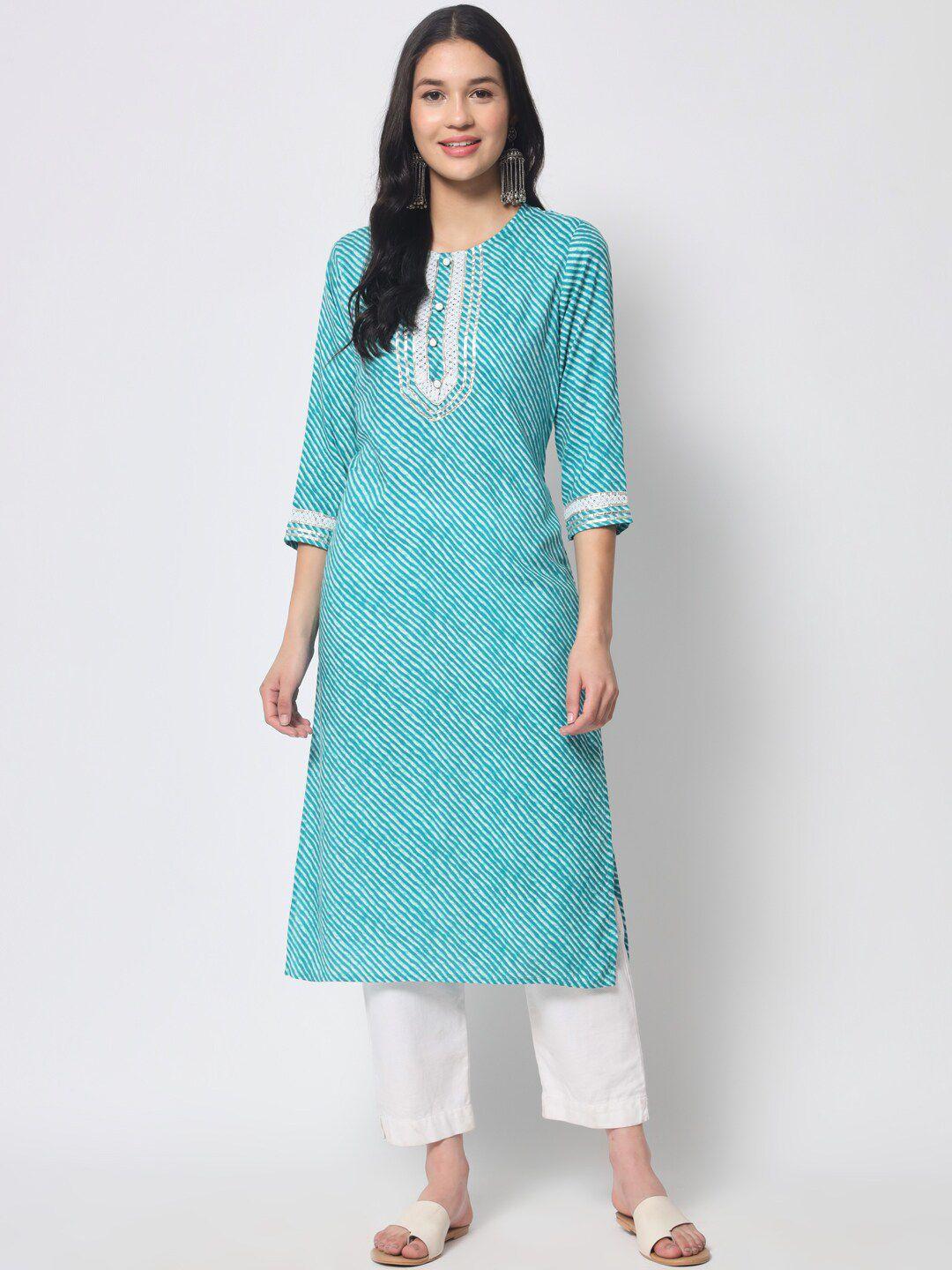 kalini leheriya printed round neck gotta patti straight kurta