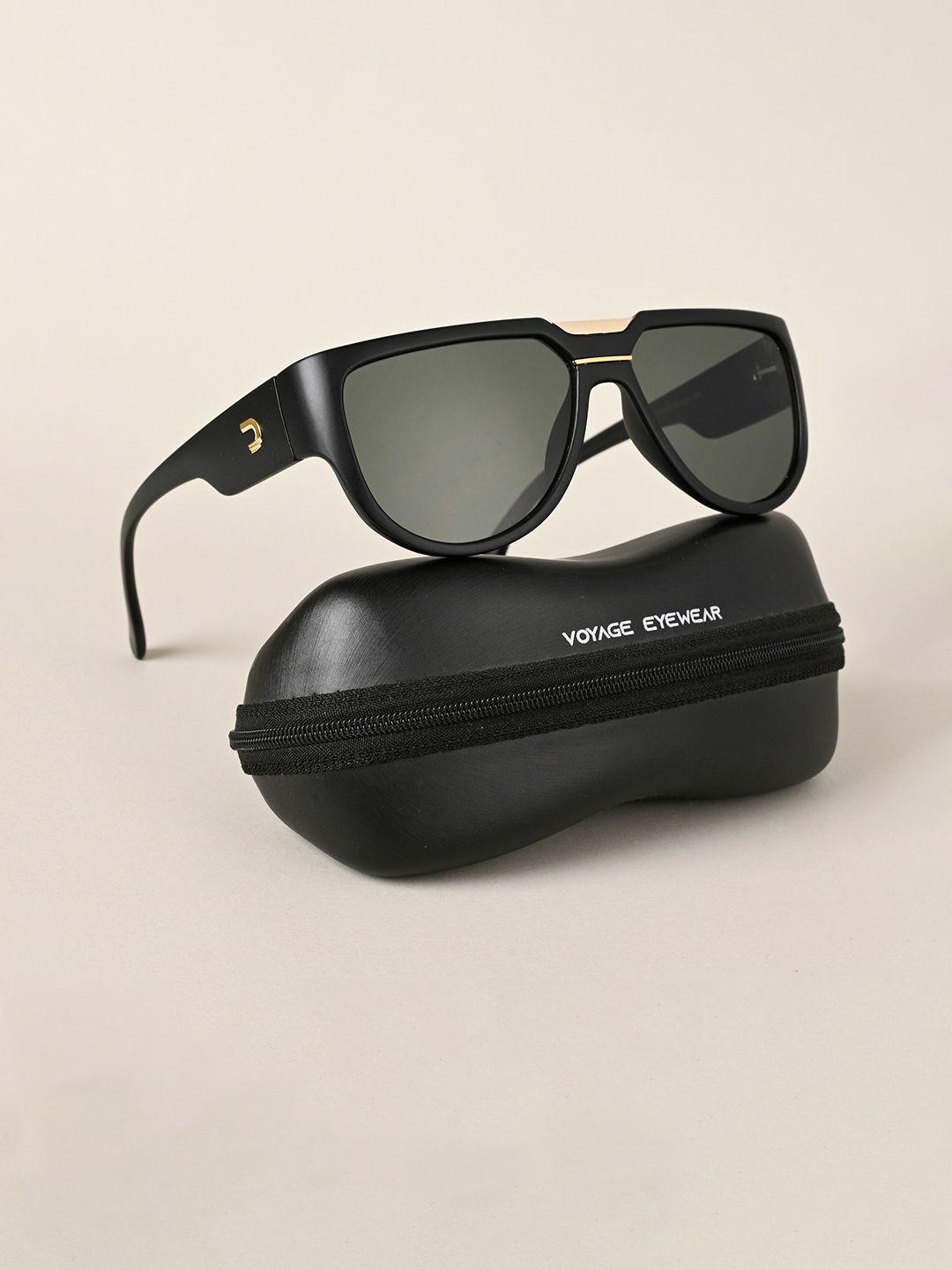 voyage unisex green lens & black sports sunglasses with uv protected lens