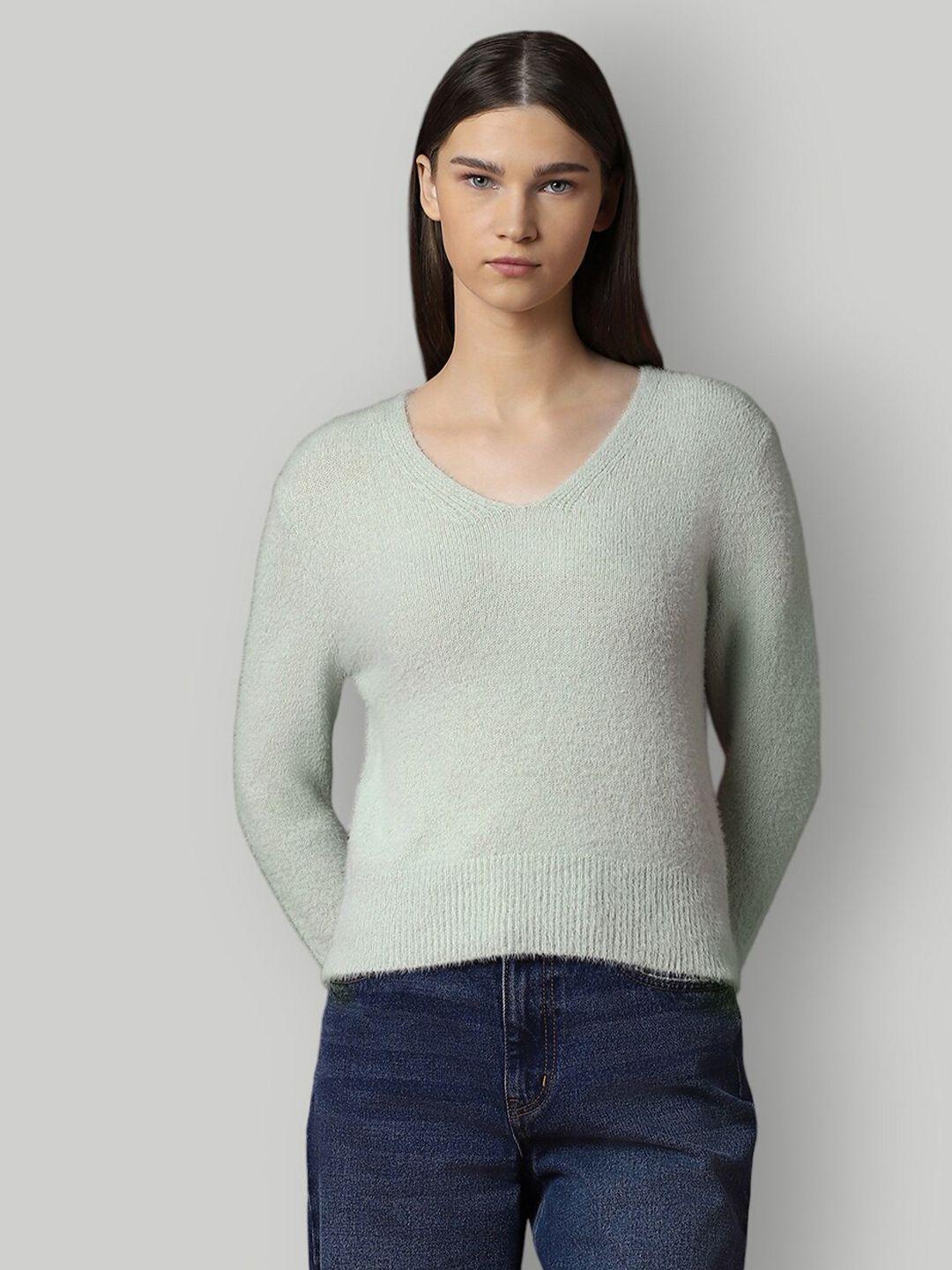 only v- neck ribbed knitted pullover