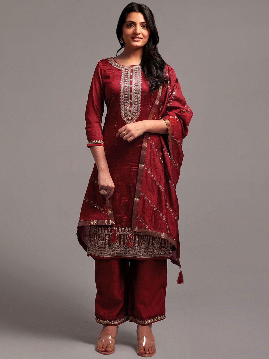 navlik embroidered kurta with palazzos & with dupatta