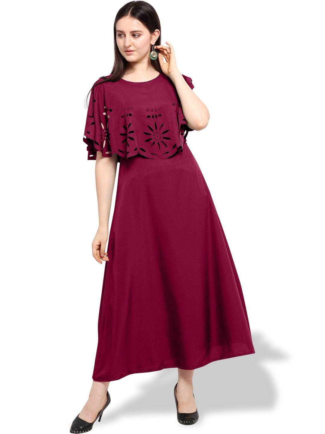 oceanista round neck cape sleeve fit & flare dress