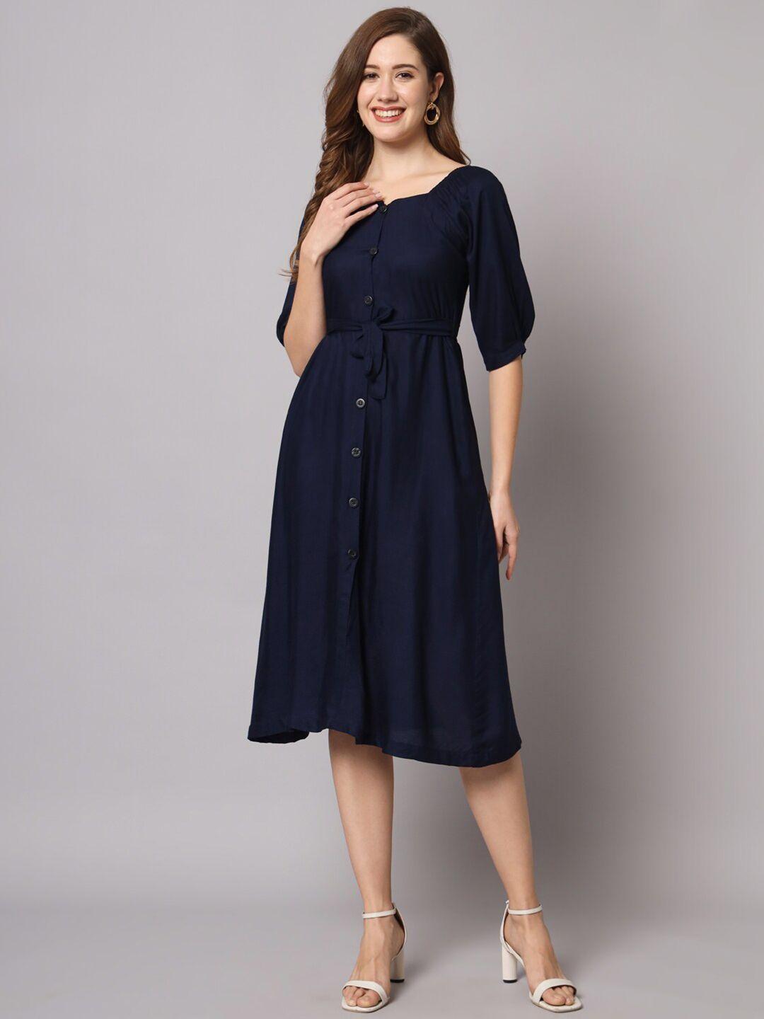 kalini puff sleeve fit & flare midi dress