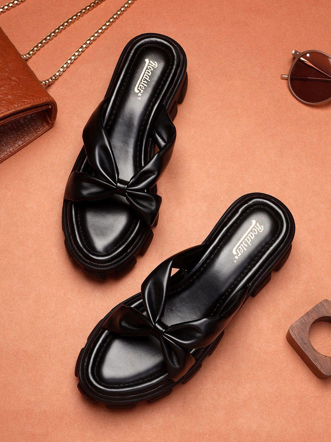 roadster black open back platform heels