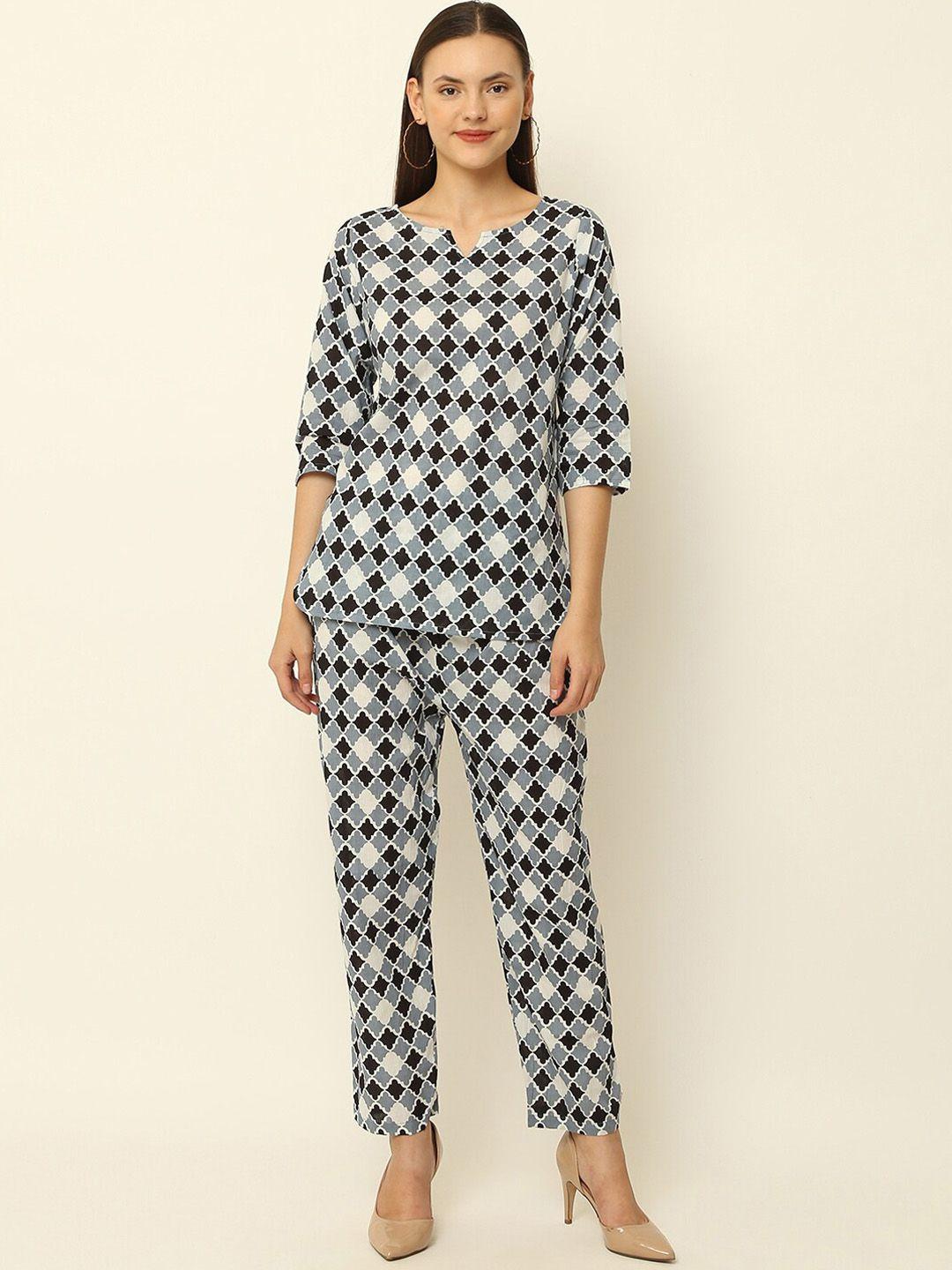 kalini printed pure cotton top with trousers