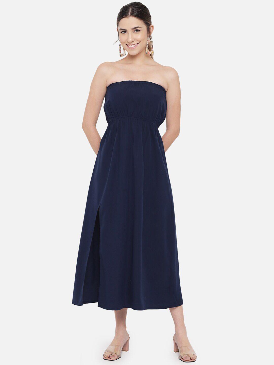 baesd strapless gathered fit & flare midi dress