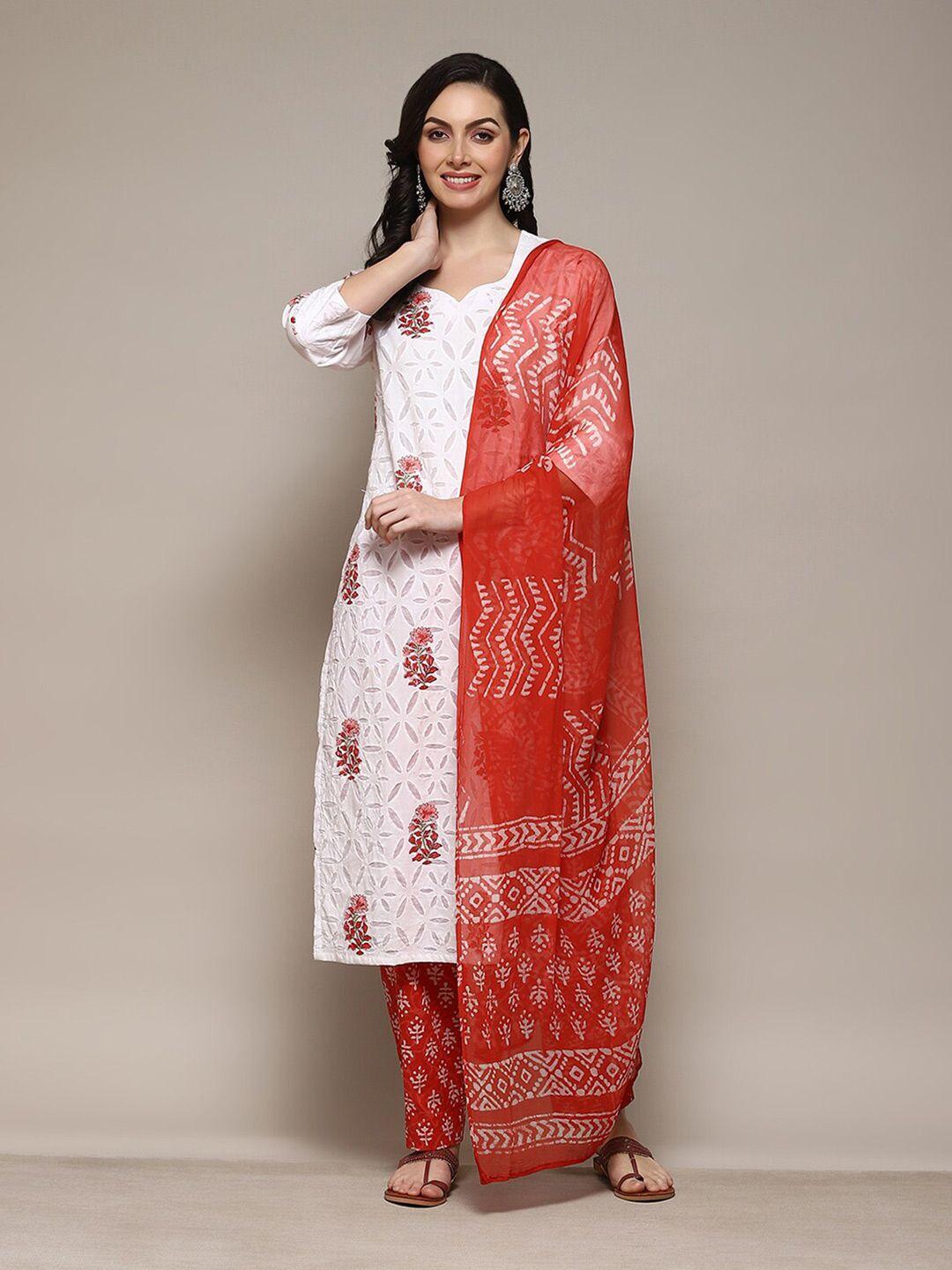 biba ethnic motif printed unstitched dress material