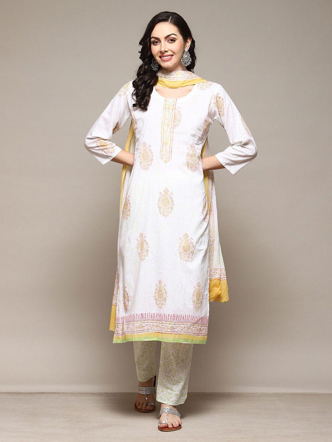 biba ethnic motif printed unstitched dress material