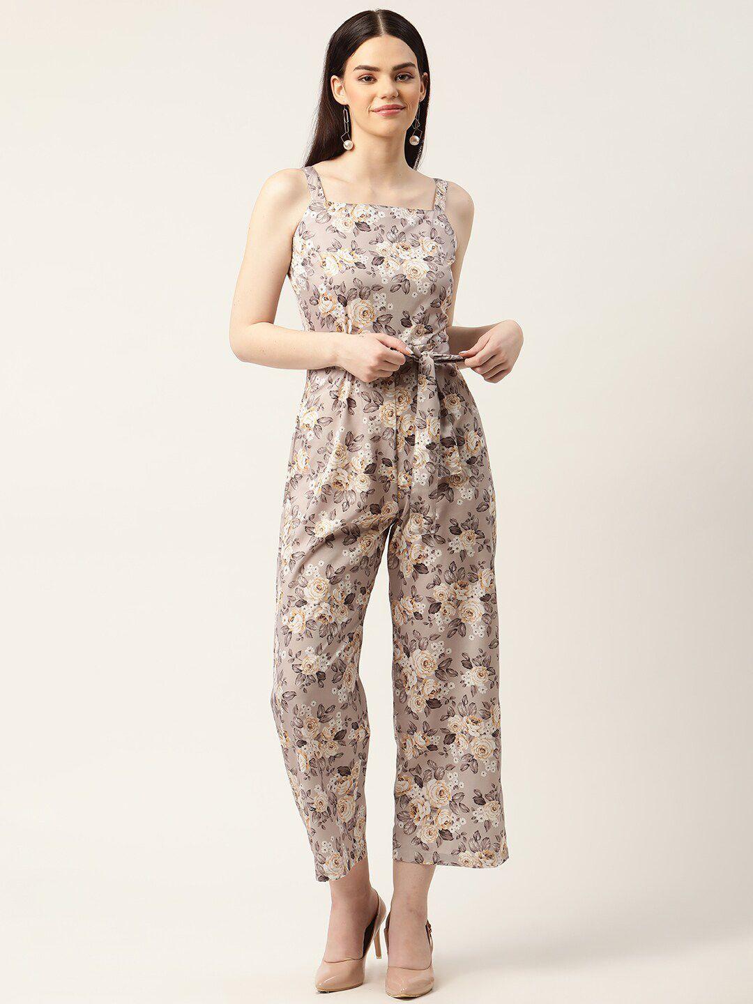 sirikit floral printed waist tie up basic jumpsuit