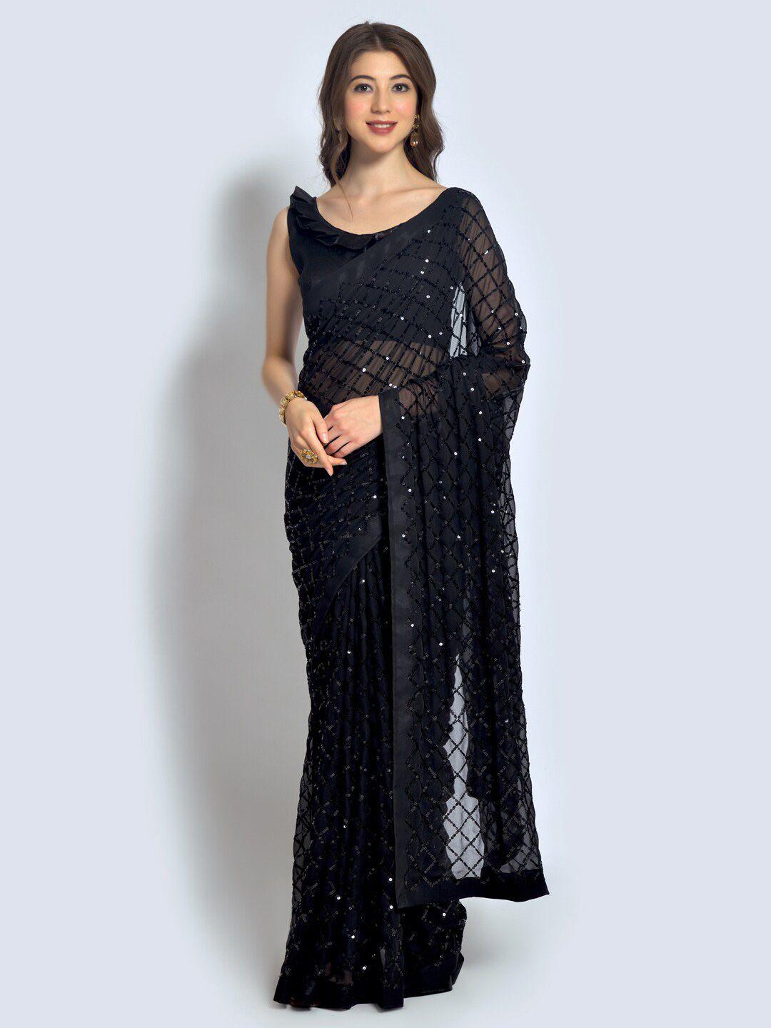 mitera embellished sequinned pure georgette saree