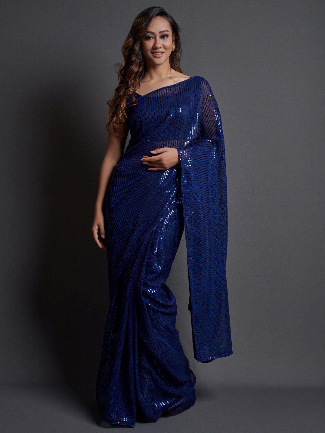 mitera embellished sequinned saree