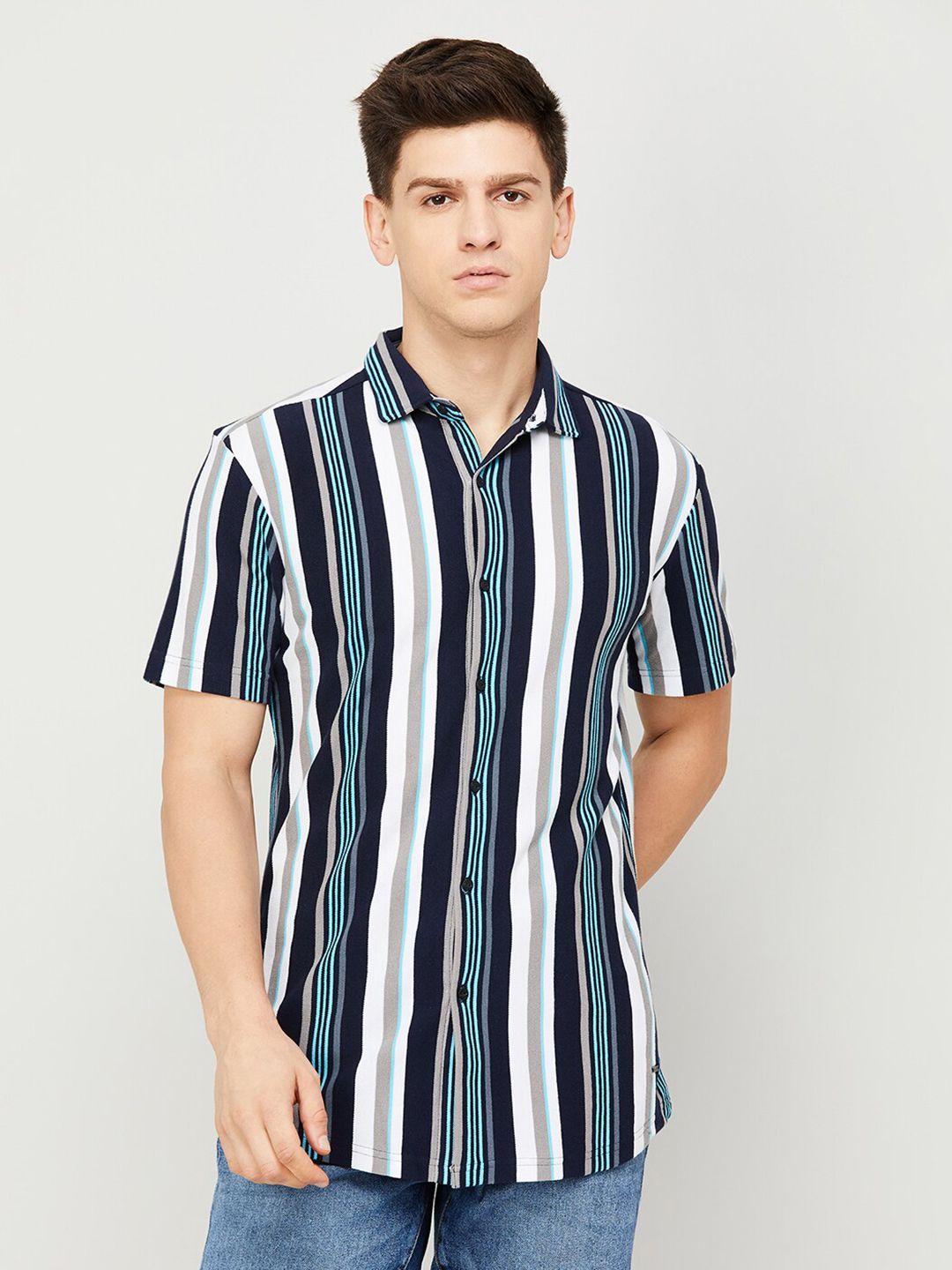 bossini slim fit vertical striped casual shirt