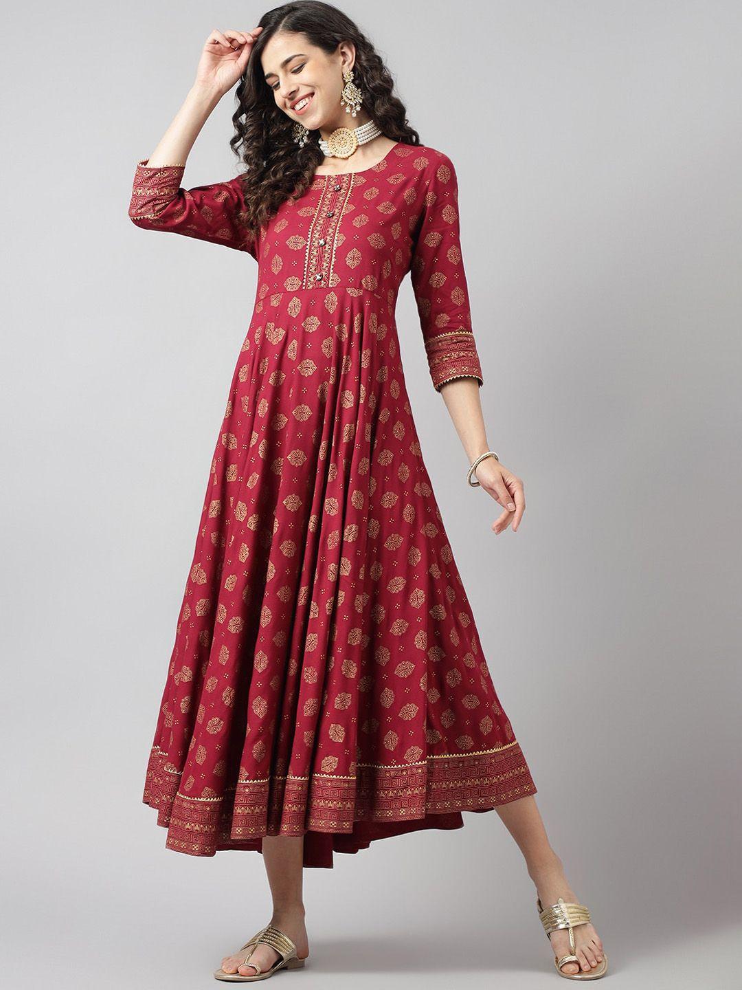 neemiya ethnic motifs printed gotta patti anarkali kurta